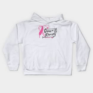 Brave And Strong Breast Cancer Kids Hoodie